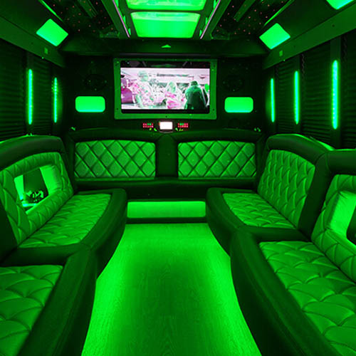 Los Angeles party bus rental with pink lights