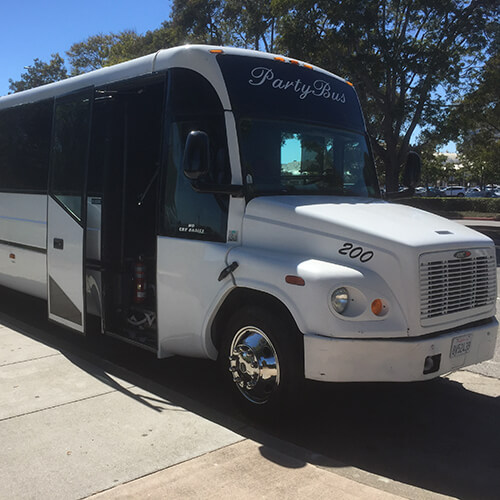 Right Party bus in San Jose with dance floor